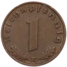 Монета 1 рейхспфенниг 1938 года E Германия (реверс)