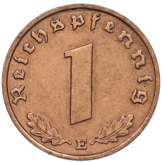 Монета 1 рейхспфенниг 1939 года E Германия (реверс)
