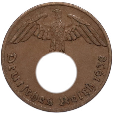 Монета 1 рейхспфенниг 1938 года G Германия (аверс)