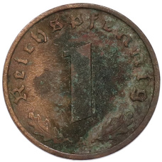 Монета 1 рейхспфенниг 1939 года A Германия (реверс)