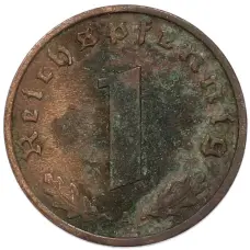 Монета 1 рейхспфенниг 1939 года A Германия (реверс)