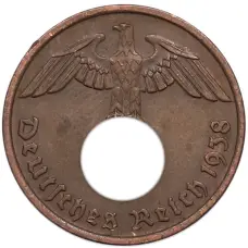 Монета 2 рейхспфеннига 1938 года D Германия (аверс)