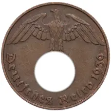 Монета 2 рейхспфеннига 1939 года D Германия (аверс)