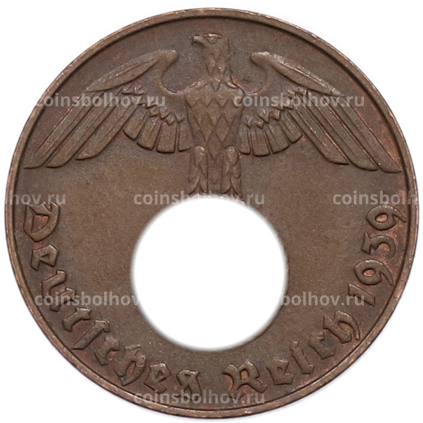 Монета 2 рейхспфеннига 1939 года D Германия