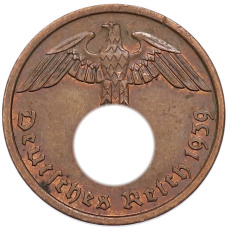 Монета 2 рейхспфеннига 1939 года A Германия (аверс)