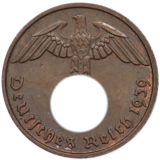 Монета 2 рейхспфеннига 1939 года D Германия (аверс)