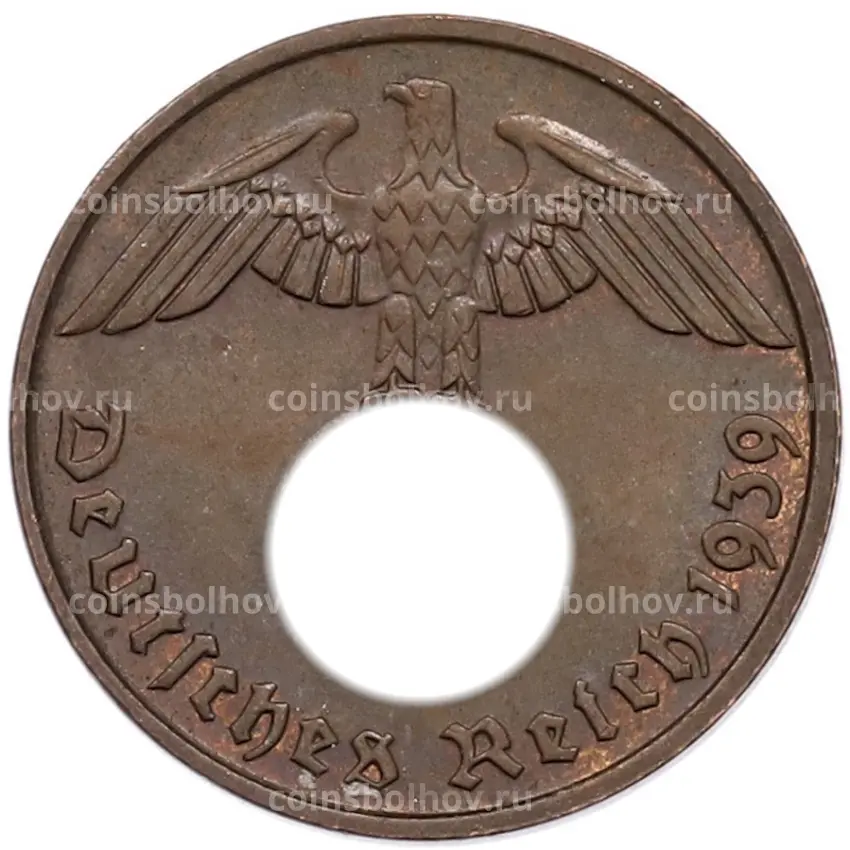 Монета 2 рейхспфеннига 1939 года D Германия