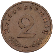 Монета 2 рейхспфеннига 1940 года A Германия (реверс)