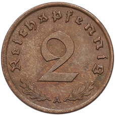 Монета 2 рейхспфеннига 1940 года A Германия (реверс)