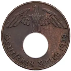 Монета 2 рейхспфеннига 1939 года D Германия (аверс)