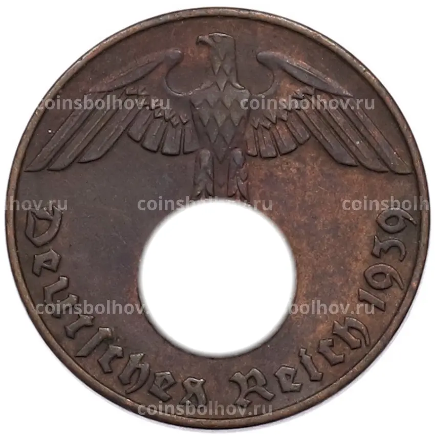 Монета 2 рейхспфеннига 1939 года D Германия