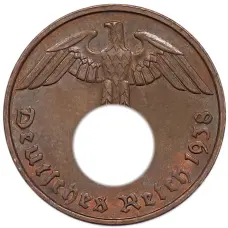 Монета 2 рейхспфеннига 1938 года E Германия (аверс)