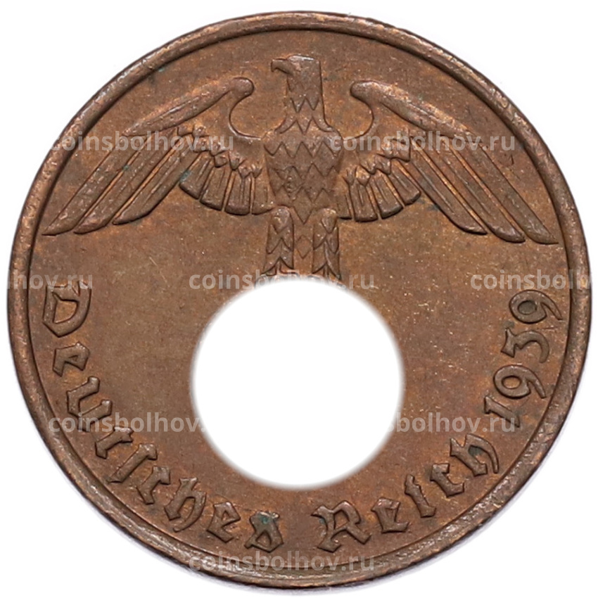 Монета 2 рейхспфеннига 1939 года G Германия