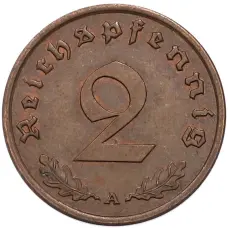 Монета 2 рейхспфеннига 1940 года A Германия (реверс)
