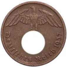 Монета 2 рейхспфеннига 1937 года D Германия (аверс)