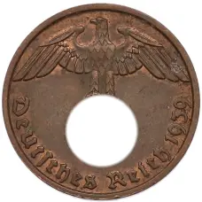 Монета 2 рейхспфеннига 1939 года B Германия (аверс)