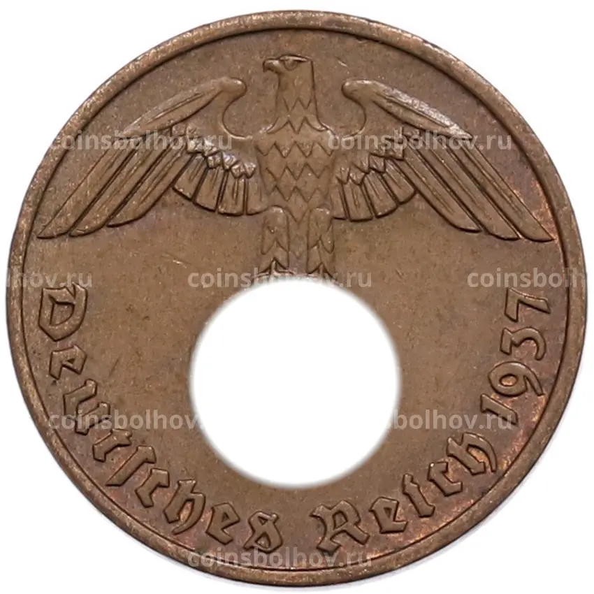Монета 2 рейхспфеннига 1937 года A Германия