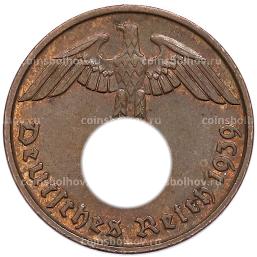 Монета 2 рейхспфеннига 1939 года D Германия
