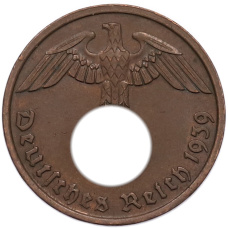 Монета 2 рейхспфеннига 1939 года D Германия (аверс)