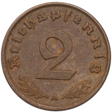 Монета 2 рейхспфеннига 1939 года A Германия (реверс)