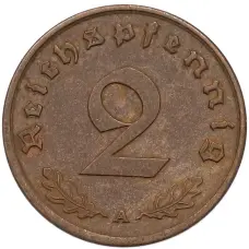 Монета 2 рейхспфеннига 1939 года A Германия (реверс)
