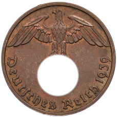 Монета 2 рейхспфеннига 1939 года B Германия (аверс)