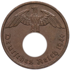 Монета 2 рейхспфеннига 1940 года A Германия (аверс)