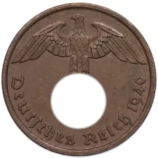 Монета 2 рейхспфеннига 1940 года A Германия (аверс)