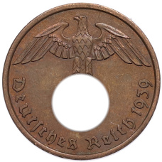 Монета 2 рейхспфеннига 1939 года A Германия (аверс)