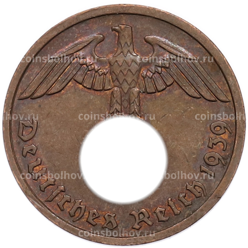 Монета 2 рейхспфеннига 1939 года F Германия
