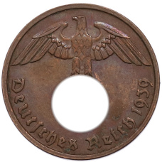 Монета 2 рейхспфеннига 1939 года G Германия (аверс)