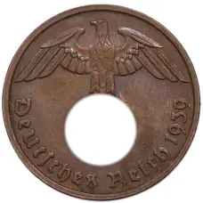 Монета 2 рейхспфеннига 1939 года G Германия (аверс)