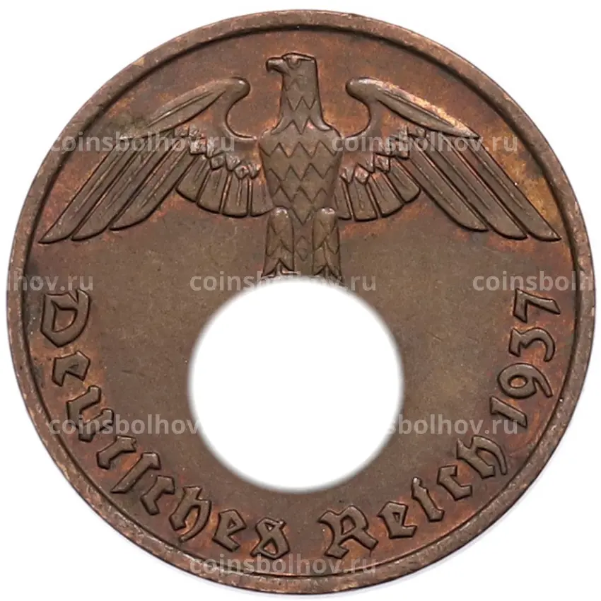 Монета 2 рейхспфеннига 1937 года F Германия