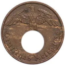 Монета 2 рейхспфеннига 1939 года J Германия (аверс)