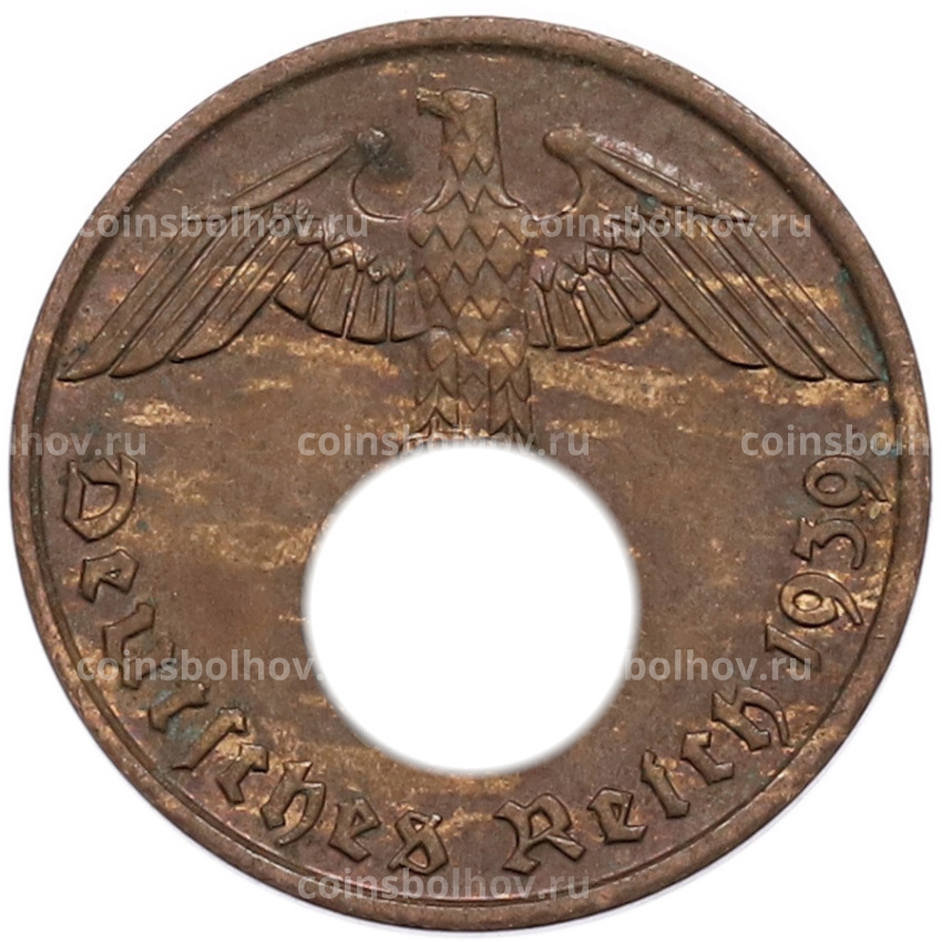 Монета 2 рейхспфеннига 1939 года J Германия