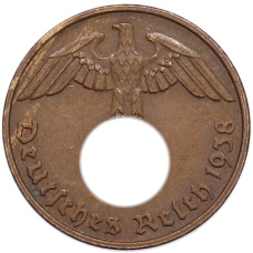 Монета 2 рейхспфеннига 1938 года G Германия (аверс)