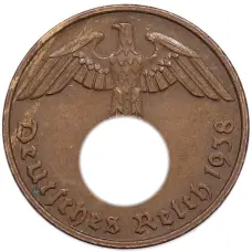 Монета 2 рейхспфеннига 1938 года G Германия (аверс)