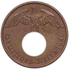 Монета 2 рейхспфеннига 1940 года A Германия (аверс)