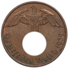 Монета 2 рейхспфеннига 1939 года J Германия (аверс)