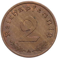 Монета 2 рейхспфеннига 1940 года A Германия (реверс)