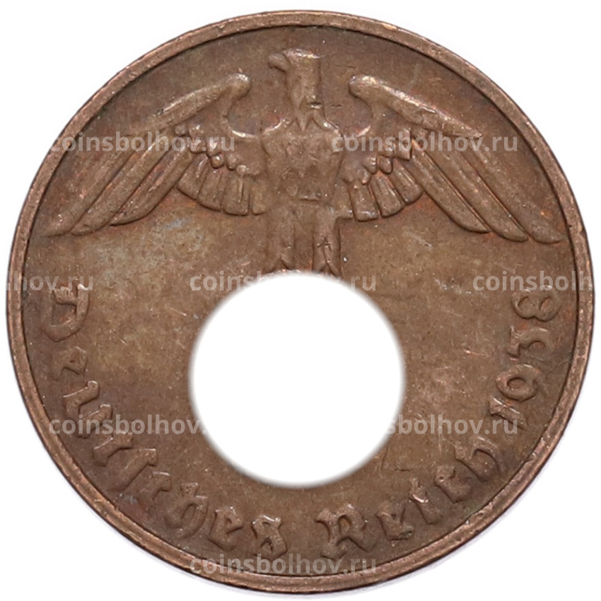 Монета 2 рейхспфеннига 1938 года G Германия