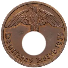 Монета 2 рейхспфеннига 1939 года F Германия (аверс)