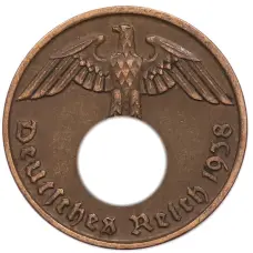 Монета 2 рейхспфеннига 1938 года J Германия (аверс)