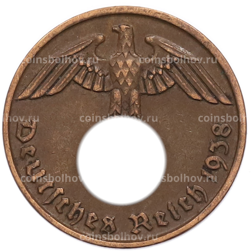 Монета 2 рейхспфеннига 1938 года J Германия
