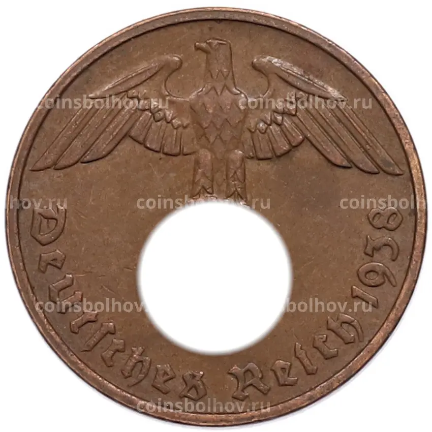 Монета 2 рейхспфеннига 1938 года G Германия