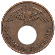 Монета 2 рейхспфеннига 1937 года F Германия (аверс)