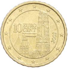 Монета 10 евроцентов 2002 года Австрия (аверс)