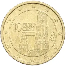 Монета 10 евроцентов 2002 года Австрия (аверс)