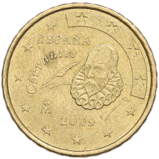 Монета 10 евроцентов 2009 года Испания (аверс)