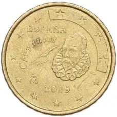 Монета 10 евроцентов 2009 года Испания (аверс)
